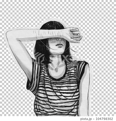 Line drawing art can express the emotions and experiences related to depression and mental illness, using simple or intricate lines to convey complex feelings. 104798302