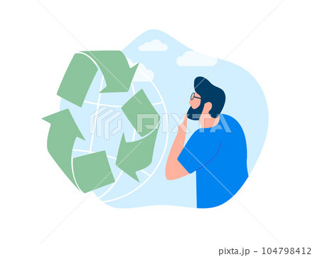 Optimize waste management with eco-friendly recycling. Start the sustainable process of reducing, reusing, and recycling waste. Garbage collection and recycling trash illustrated in vector art Optimize waste management with eco-friendly recycling. Start the sustainable process of reducing, reusing, and recycling waste. Garbage collection and recycling trash illustrated in vector art 104798412