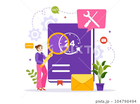 Technical Support System Vector Illustration with Software Development, Customer Service and Technology Help in Flat Cartoon Hand Drawn Templates 104798494