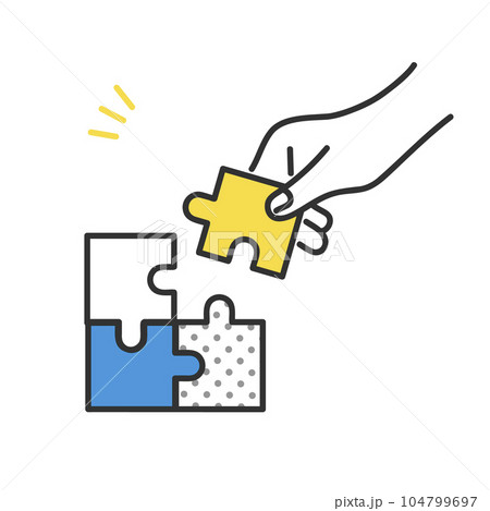パズルを持つ手のイラスト パズルを持つ手のイラスト 104799697