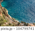 A view from the top of a cliff over the Mediterranean Sea. 104799741