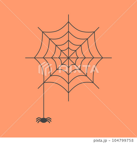 A spider climbing on spider web  Happy Halloween to celebrate Halloween celebrities' holiday greetings. Vector illustration cartoon. 104799758