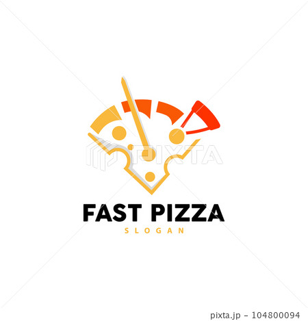 Speed And Pizza Logo Design, Fast Food Speedometer Vector, For Pizza Food Brands, Stamps, Product 104800094