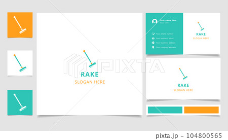 Rake logo design with editable slogan. Branding book and business card template. 104800565