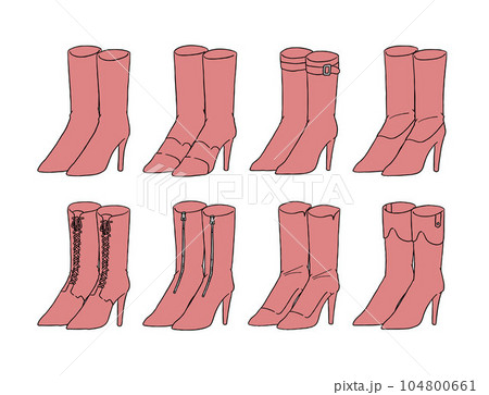 赤のブーツのイラストセットのイラスト素材 [104800661] - PIXTA