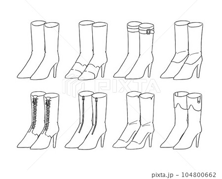 白のブーツのイラストセットのイラスト素材 [104800662] - PIXTA