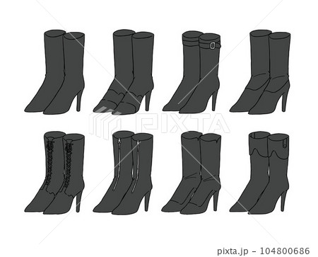 黒のブーツのイラストセットのイラスト素材 [104800686] - PIXTA