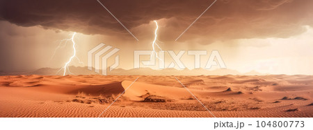 natural phenomenon, desert storm banner made with Generative AI 104800773