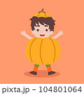 A happy pumpkin boy wearing a pumpkin set to celebrate Halloween celebrities' holiday greetings. Vector illustration cartoon. 104801064