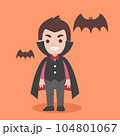 A Cute Dracula with bats flying to celebrate Halloween celebrities' holiday greetings. Vector illustration cartoon. 104801067