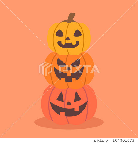 Set of red orange yellow pumpkins to celebrate Halloween celebrities' holiday greetings. Vector illustration cartoon. Set of red orange yellow pumpkins to celebrate Halloween celebrities' holiday greetings. Vector illustration cartoon. 104801073