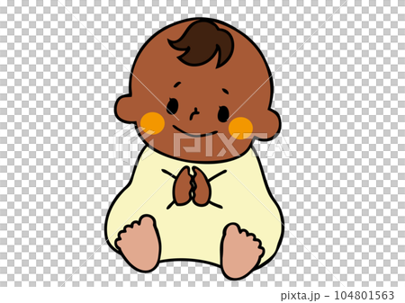 お座りするかわいい赤ちゃんのベクターイラスト お座りするかわいい赤ちゃんのベクターイラスト 104801563