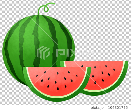 Set of big watermelon and cut watermelon 104801756