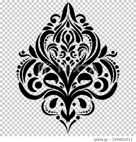 Vintage damask baroque ornament with floral retro antique style. Isolated element for wedding decoration. 104802011
