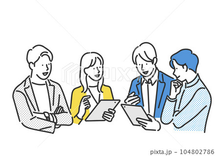 ミーティングをするビジネスパーソンのイラスト素材 104802786