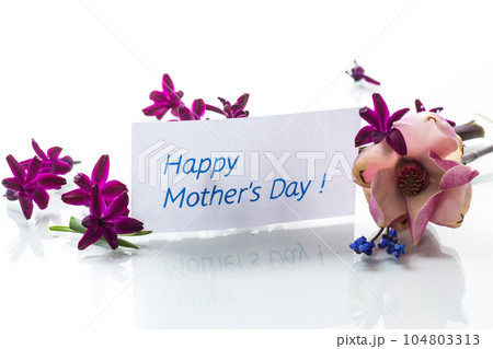 beautiful bouquet of spring flowers with congratulations for mother beautiful bouquet of spring flowers with congratulations for mother 104803313