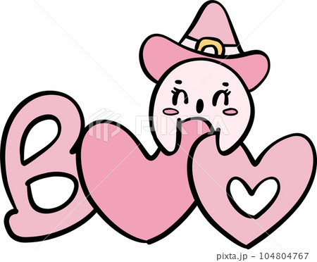 Joyful pink ghost in a whimsical Halloween cartoon. Hand drawn, vibrant illustration for festive designs. Joyful pink ghost in a whimsical Halloween cartoon. Hand drawn, vibrant illustration for festive designs. 104804767