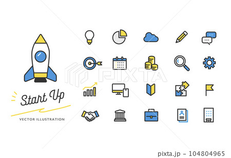 スタートアップ企業のビジネス領域のイメージアイコンセット素材 104804965