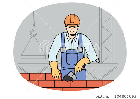 Male builder working at construction site Male builder working at construction site 104805093