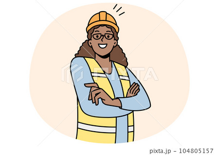 African American woman industry worker in uniform 104805157