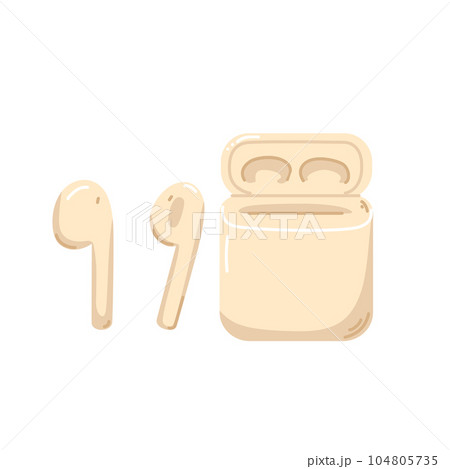 Wireless headphones and case. Doodle simple hand drawn vector illustration. 104805735