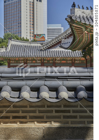 Korean traditional house, old palace, stone wall Korean traditional house, old palace, stone wall 104805871