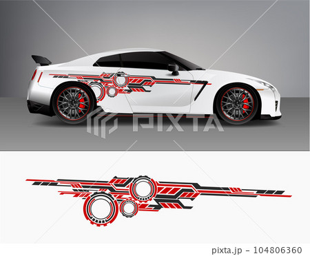 Vinyls sticker set techno power performance Decals for Car Racing Vehicle Graphics kit isolated vector design race Elegant stripes 104806360