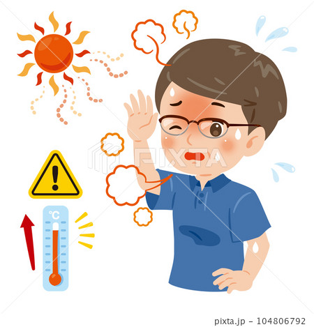 熱中症の中年男性 熱中症の中年男性 104806792
