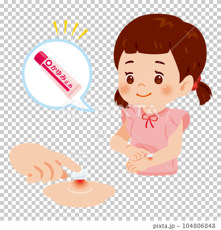 girl applying antipruritic 104806848
