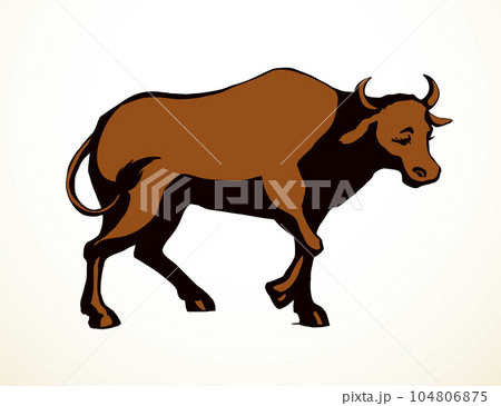 Vector drawing. Cute big cow 104806875