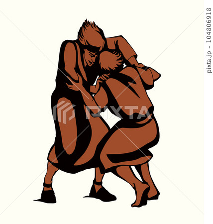 Vector drawing. Man fight with Angel 104806918