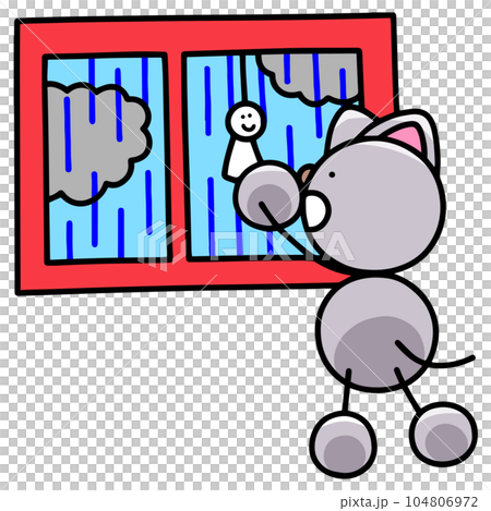 Illustration of Nyanmaru hanging a teru teru boy in the window cat Illustration of Nyanmaru hanging a teru teru boy in the window cat 104806972