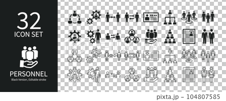 Icon set related to human resources and recruitment 104807585