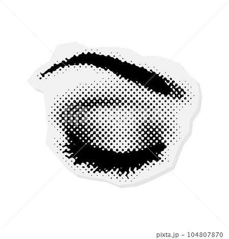 Closed female Eye with halftone effect. Realistic dotted vector illustration. 104807870