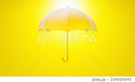 Yellow umbrella was opened while it was pouring rain. Designed with minimal concept. Yellow umbrella was opened while it was pouring rain. Designed with minimal concept. 104809045