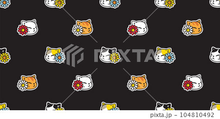 cat seamless pattern kitten flower daisy calico neko breed vector character cartoon pet face head doodle gift wrapping paper repeat wallpaper tile background animal illustration design scarf isolated cat seamless pattern kitten flower daisy calico neko breed vector character cartoon pet face head doodle gift wrapping paper repeat wallpaper tile background animal illustration design scarf isolated 104810492