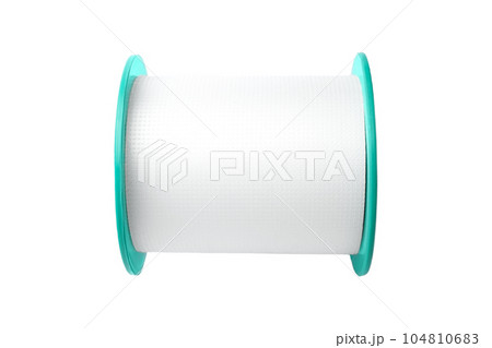 Medical sticking plaster roll isolated on white. First aid item Medical sticking plaster roll isolated on white. First aid item 104810683