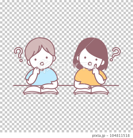 Boys and girls thinking in class 104811518