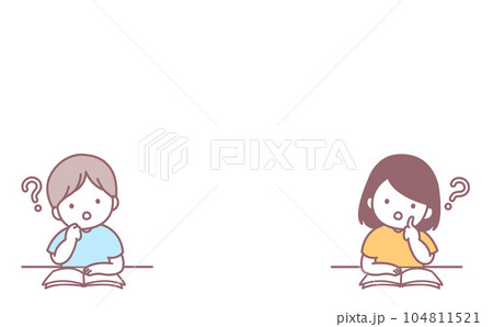 授業で考えている男の子と女の子 104811521