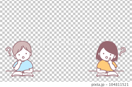 授業で考えている男の子と女の子 104811521