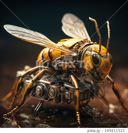 A bee that is a futuristic machine of the future world. Insect. Wildlife Animals. Illustration, Generative AI. 104811525