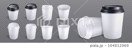 3d white coffee cup isolated vector mockup set 104812069