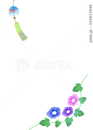夏のイラスト素材 朝顔と風鈴 夏のイラスト素材 朝顔と風鈴 104813046