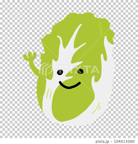 白菜のキャラクター手描きカラーイラスト素材 104813080