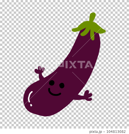 なすのキャラクター手描きカラーイラスト素材 104813082