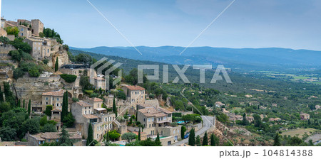 View over the village of Gordes, Vaucluse, Provence, France View over the village of Gordes, Vaucluse, Provence, France 104814388