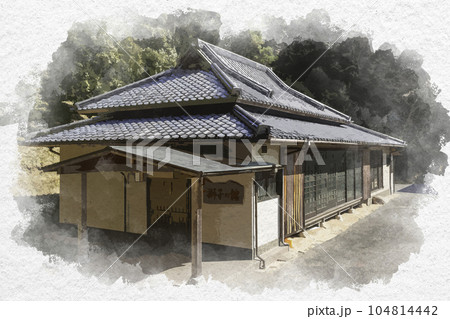 水彩画風　和気神社　郷土芸能伝承館　獅子の館　岡山県和気町 104814442