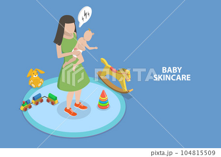 3D Isometric Flat Vector Conceptual Illustration of Baby Skincare 3D Isometric Flat Vector Conceptual Illustration of Baby Skincare 104815509