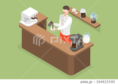 3D Isometric Flat Vector Conceptual Illustration of Barista 3D Isometric Flat Vector Conceptual Illustration of Barista 104815595