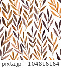 Brown watercolor leaf seamless pattern. Composition of green leaves and branches on a white background, perfect for wrappers, wallpapers, postcards, greeting cards 104816164